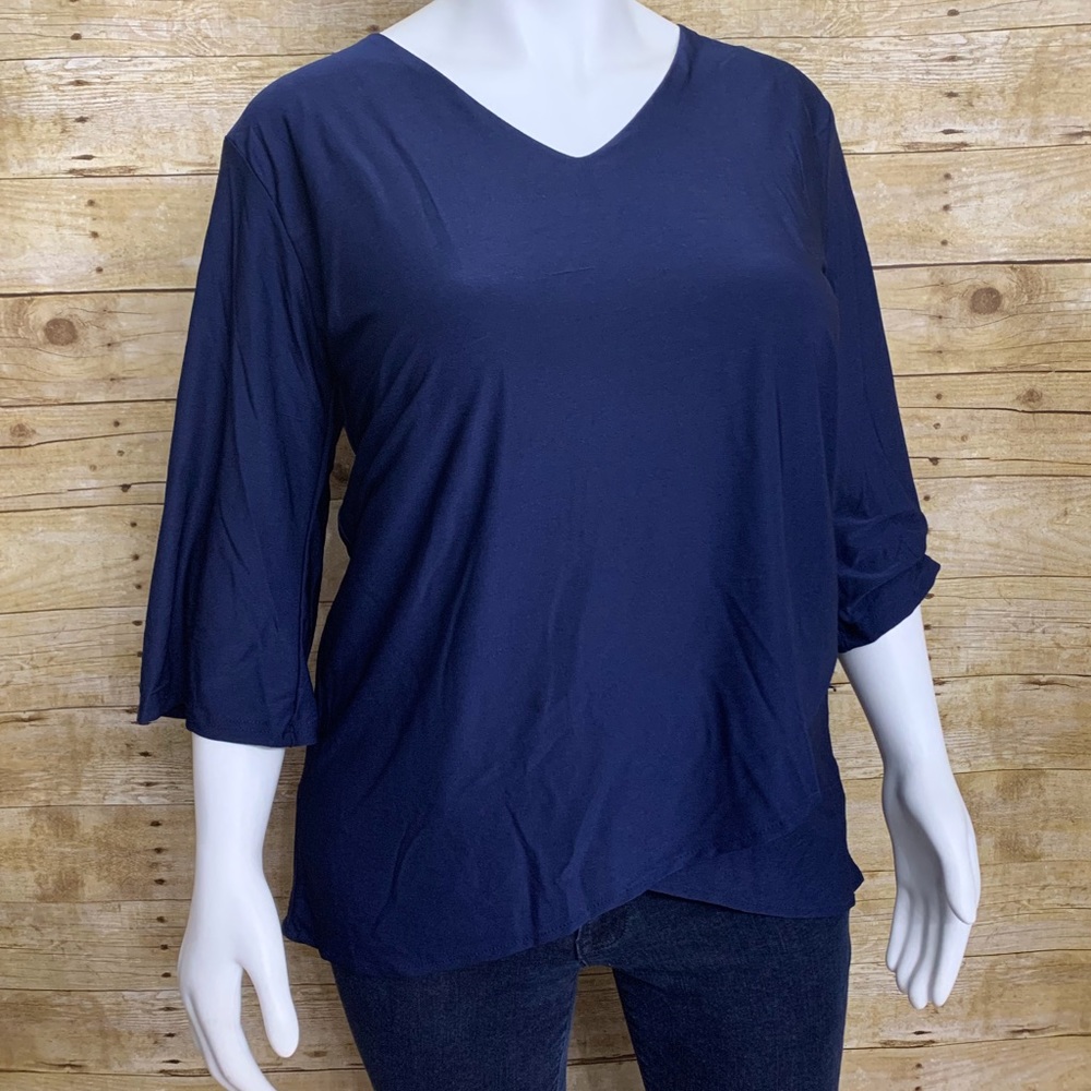 ❤️Lily size L-XL cross over tunic hem navy blue